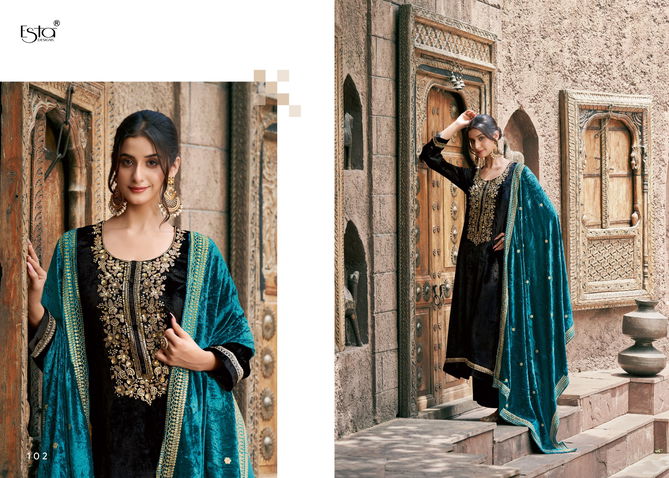 Naqush By Esta Silk Velvet Designer Wedding Salwar Suits Wholesale Shop In Surat